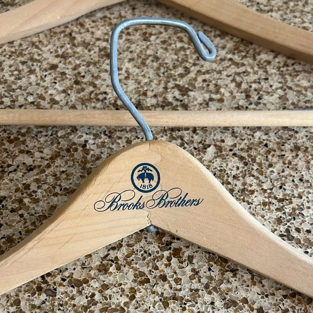 Brooks Brothers Light Tan Tongue and Groove Wooden Hangers